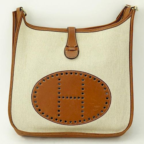 Hermès Leather and Canvas Evelyne Messenger Bag