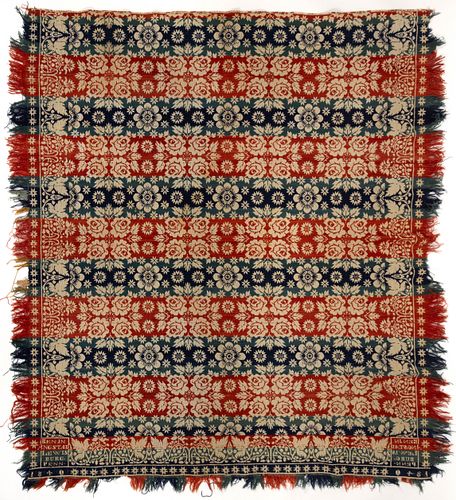 LEWISBURG, PENNSYLVANIA SIGNED AND DATED JACQUARD COVERLET
