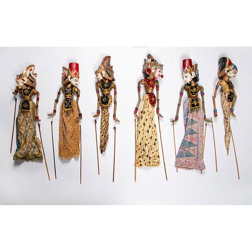 6pc Indonesian Wayang Golek Stick Puppets