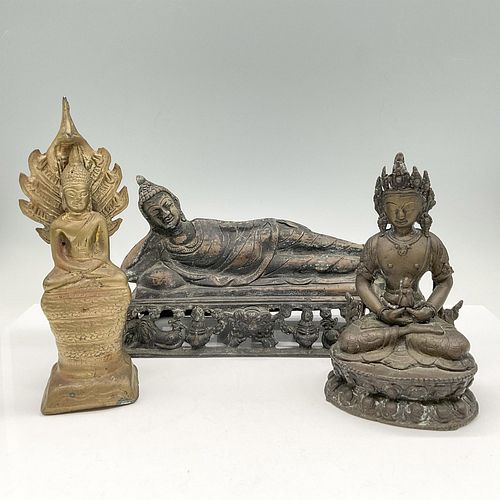 3pc Thai Metal Buddha Statues