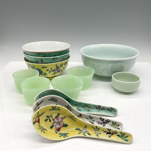 12pc Chinese and Japanese Porcelain Bowls + Sake Cups