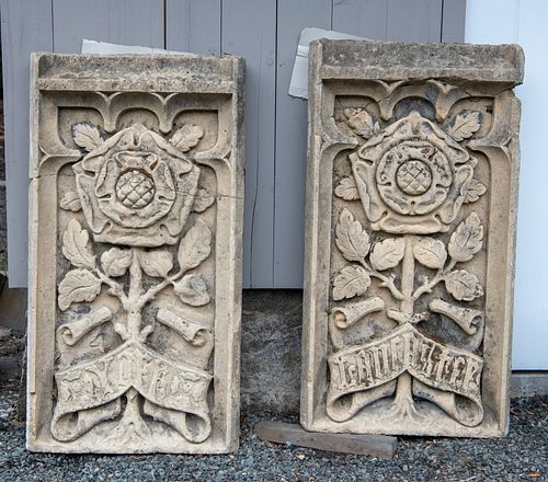 Pair of York and Lancaster Bas-Relief Carvings