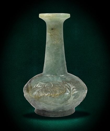Chinese Jadeite Carved Vase, Qing Dynasty