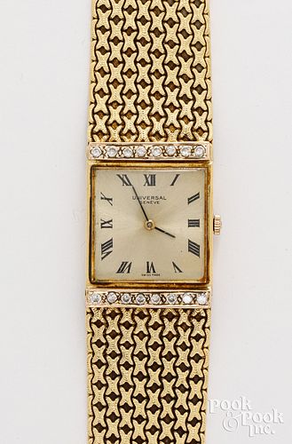18K yellow gold ladies wristwatch with diamonds
