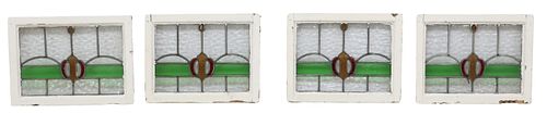 (4) ENGLISH STAINED & LEADED GLASS ARCHITECTURAL WINDOWS