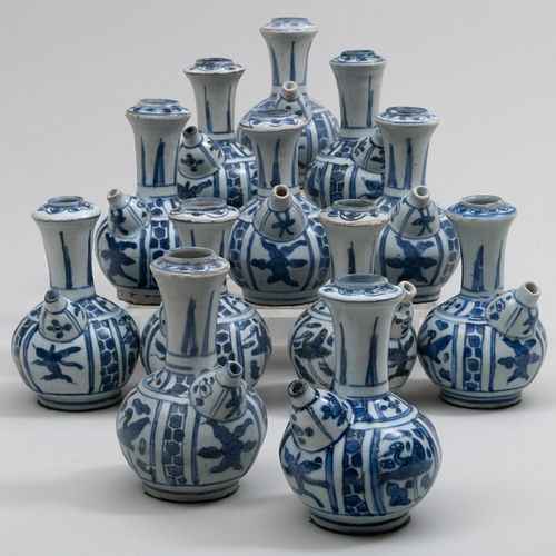 Group of Twelve Small Chinese Blue and White Porcelain Kendi