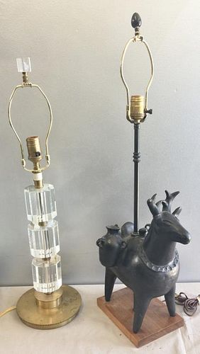 Midcentury Lamp Lot Including Cermaic and Lucite.