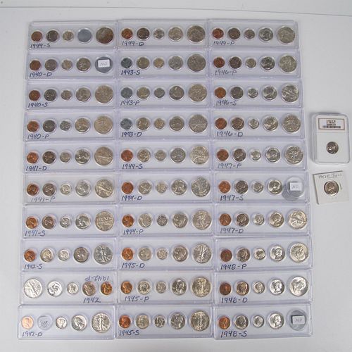 152PC COLLECTION OF US COINS FROM YEARS 1940-1949