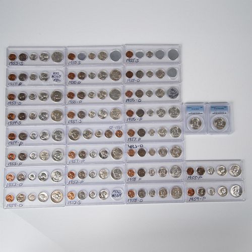 121PC COLLECTION US COINS 1950-1959 UNCIRCULATED