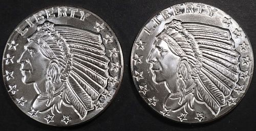 (2) 1 OZ .999 SILVER INDIAN ROUNDS