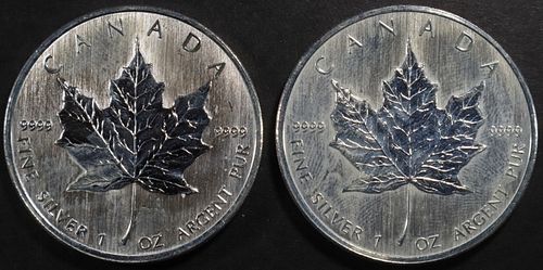 (2) 2008 1 OZ .999 SILVER CANADIAN MAPLE ROUNDS