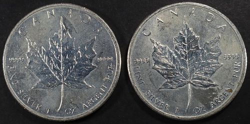 (2) 2011 1 OZ .999 SILVER CANADIAN MAPLE ROUNDS