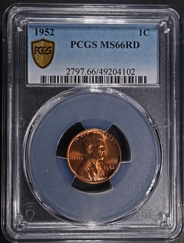1952 LINCOLN CENT PCGS MS-66 RD