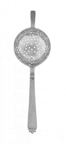 * An American Silver Straining Spoon, Old Newberry Crafters, Newburyport, MA, Circa 1965, Oak Leaf pattern
