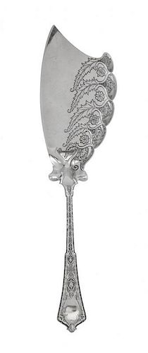 An American Silver Ice Cream Server, Tiffany & Co., New York, NY, Late 19th Century, Persian pattern, the partly lobed blade eng