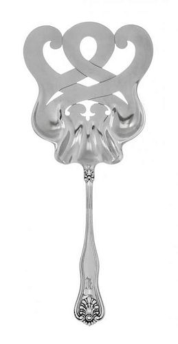 An American Silver Asparagus Server, Dominick & Haff, New York, NY, Circa 1910, Alexandra pattern, handle terminal engraved with