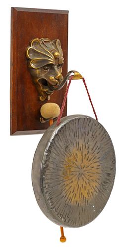 ENGLISH VICTORIAN WILLIAM TONKS & SONS LION MASK DINNER GONG