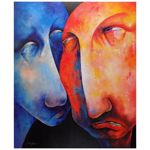 Berberyan, "Empathy" Hand Signed Original Painting on Canvas with Letter of Authenticity.