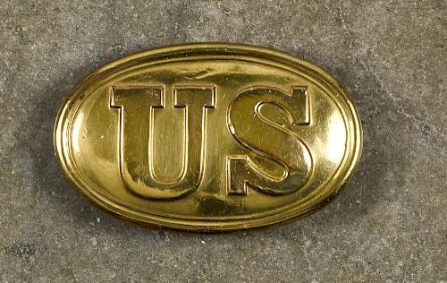 Civil war brass US oval belt plate, with puppy paw hooks. Provenance: The Militaria Collection o