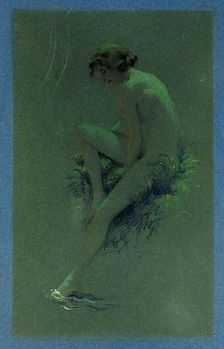 George Tobin Art Nouveau Colored Pencil Nude Study