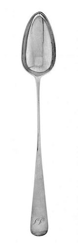 A Scottish Silver Stuffing Spoon, Alexander Henderson, Edinburgh, 1807, terminating in a rounded down-turned handle with engrave