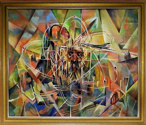Martin Murray Abstract Cubist Christ O/C Painting