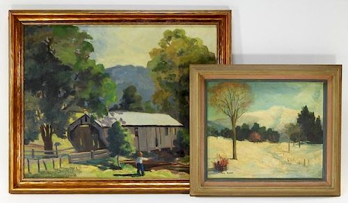 2 Mary Spencer O/B Vermont Landscape Paintings