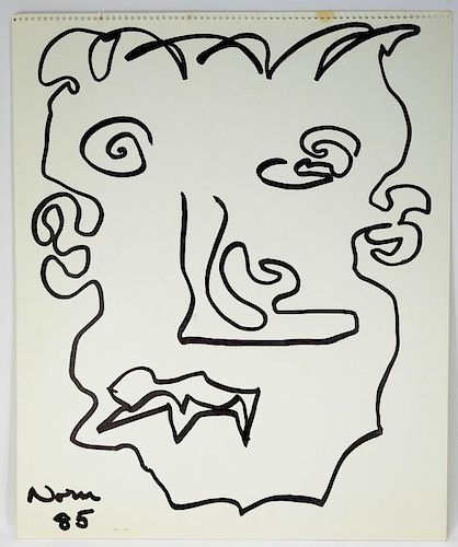 Norman Mailer Abstract Ink Portrait Drawing