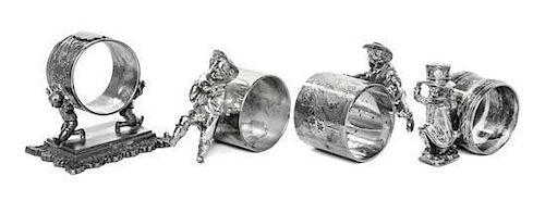 A Group of American Silver-Plate Four Figural Napkin Rings with Children,, Various Makers, Late 19th/Early 20th Century, compris
