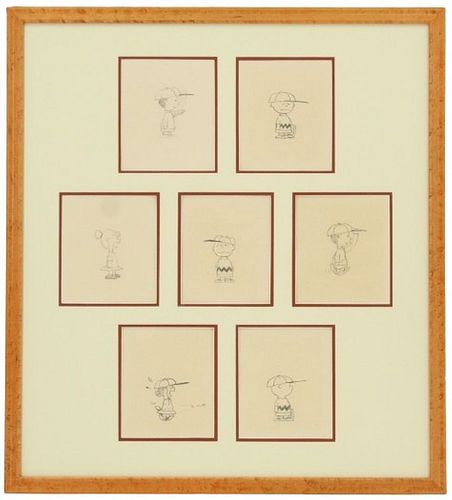 7 Original Peanuts Drawings By  Reuben Timmins