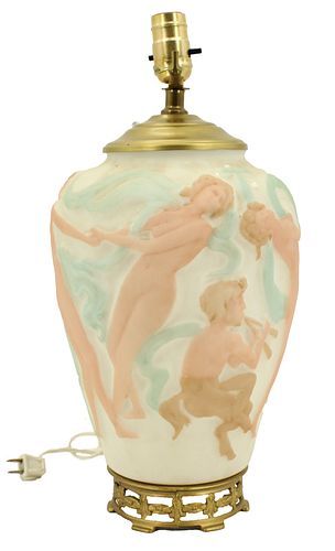 1930s Art Deco Phoenix Consolidated Glass Lamp