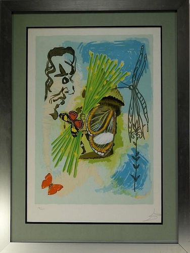 Aft. Salvador Dali Surrealist Butterfly Sgd. Litho