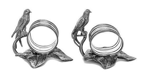 A Pair of American Silver-Plate Figural Napkin Rings with Birds, Rogers, Smith Co. / Meriden Britannia Co., Meriden, CT, Late 19