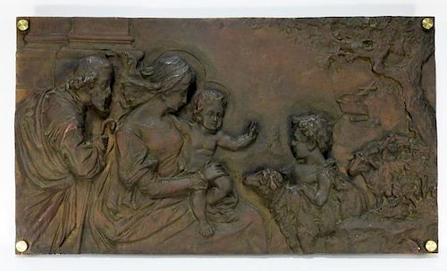 European Bronze Relief Plaque of Baby Jesus