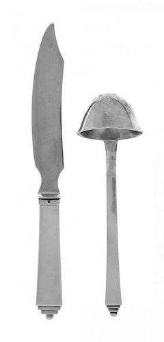 * Two Danish Silver Small Servers, Georg Jensen, Copenhagen, 1926-44, Pyramid pattern, comprising 1 sauce ladle, 1926-32 1 chees
