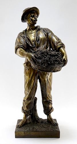 Ernst Muller Copper Electrotype Farmer Sculpture