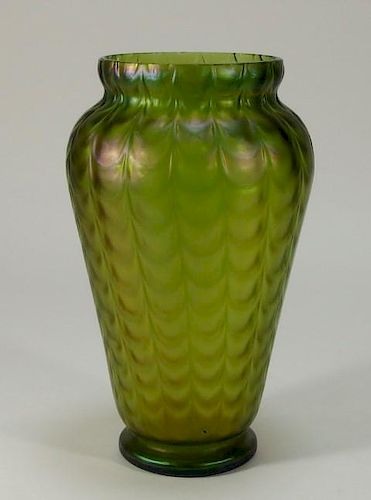 Austrian Green Iridescent Art Glass Vase