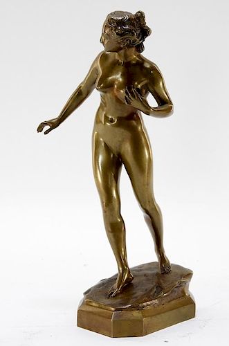 Swedish Sgd. AO Bronze Sculpture of a Female Nude