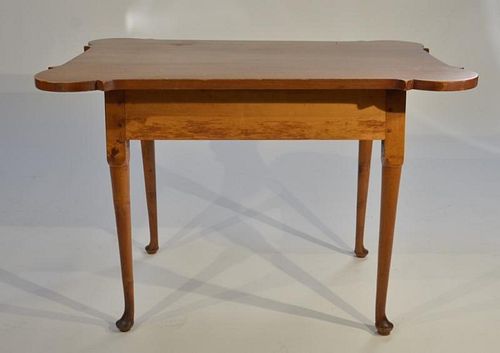 18C. English Flamed Birch & Pine Queen Anne Table