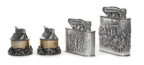 Two American Silver-Mounted Table Lighters, Alphonse Lapaglia for International Silver Co., Meriden, CT, Mid 20th Century, toget
