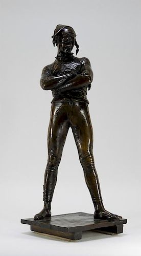 Rene Saint-Marceaux Bronze Sculpture of Harlequin