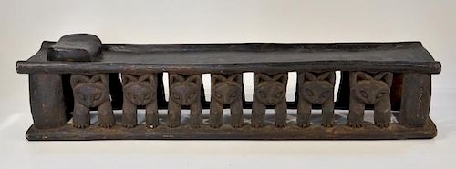 African Tribal Carved Wood Cat Day Bed