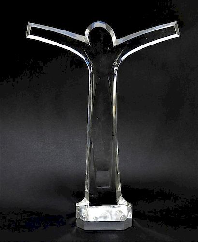 French Val Saint Lambert Crystal Crucifix