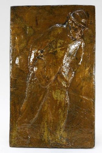 Jane Poupelet Impressionist Bronze Plaque of a Man