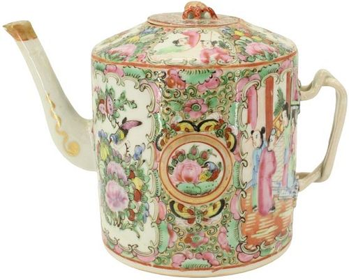 Chinese Export Porcelain 'Rose Medallion' Teapot