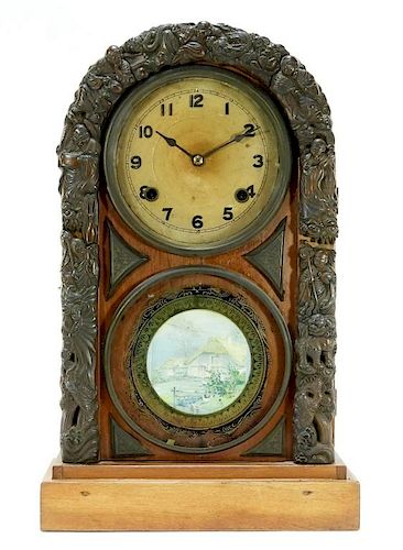 Japanese Meiji Clock Co. Metal Repousse Clock