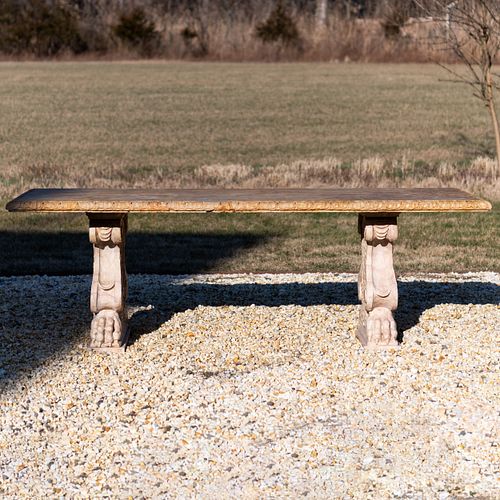 Modern Carved Stone Trestle Table, in the Baroque Taste