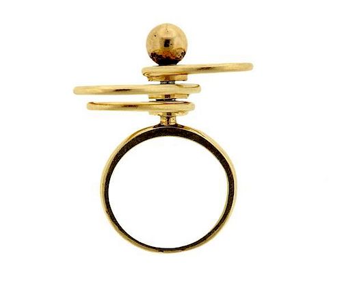 N. Teufel Modernist 14k Gold Kinetic Unusual Ring