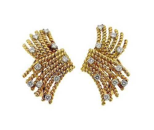 Tiffany &amp; Co Schlumberger 18k Gold Diamond Rope Earrings
