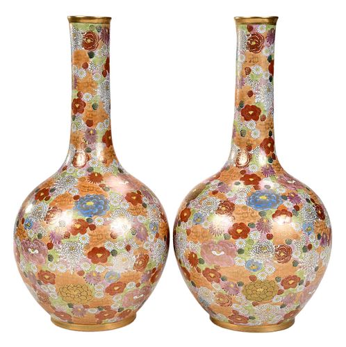 Pair of Large Japanese Kutani Vases
